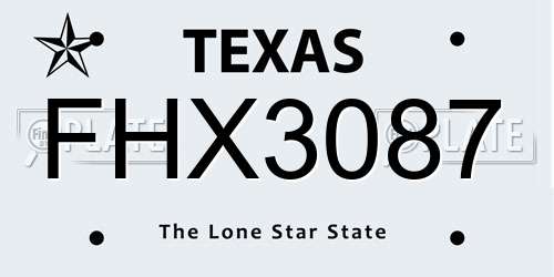 FHX3087 Texas License Plate