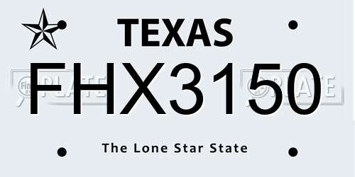 FHX3150 Texas License Plate