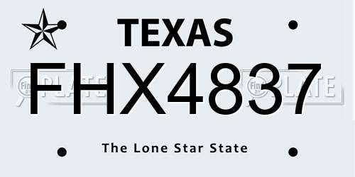 FHX4837 Texas License Plate
