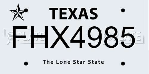 FHX4985 Texas License Plate