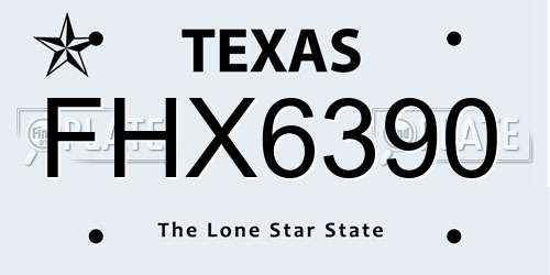 FHX6390 Texas License Plate