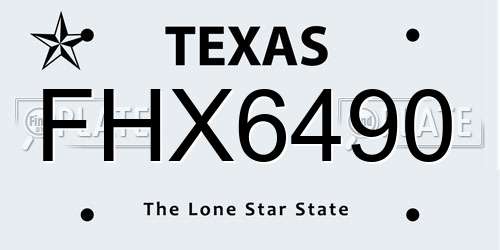 FHX6490 Texas License Plate