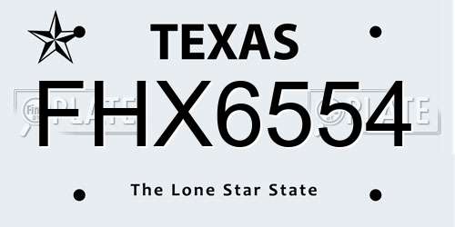 FHX6554 Texas License Plate