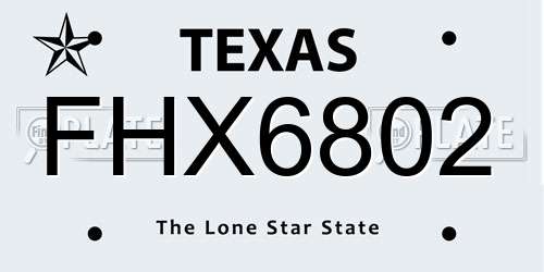 FHX6802 Texas License Plate