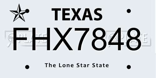 FHX7848 Texas License Plate