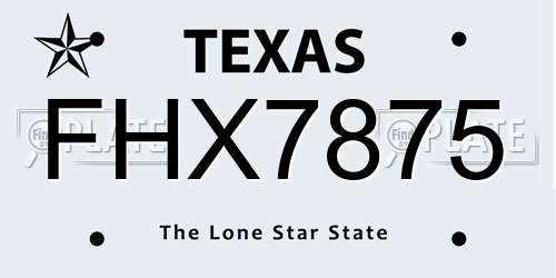 FHX7875 Texas License Plate