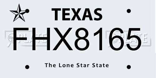 FHX8165 Texas License Plate