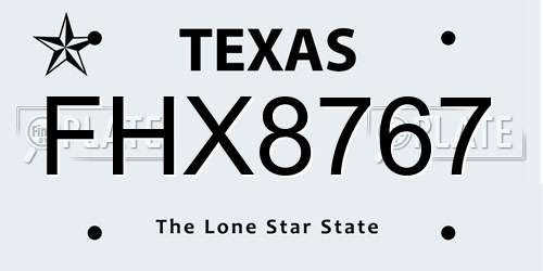 FHX8767 Texas License Plate