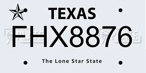 FHX8876 Texas License Plate
