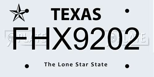 FHX9202 Texas License Plate