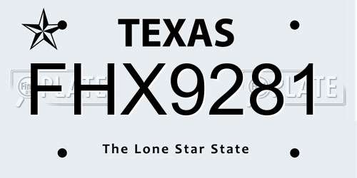 FHX9281 Texas License Plate