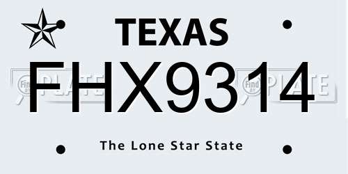 FHX9314 Texas License Plate
