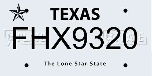 FHX9320 Texas License Plate