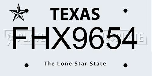 FHX9654 Texas License Plate