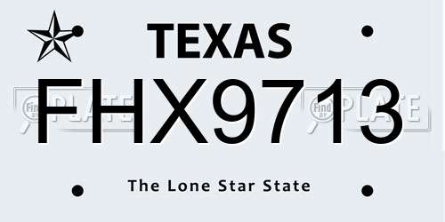 FHX9713 Texas License Plate