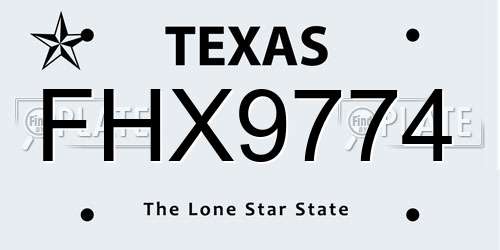 FHX9774 Texas License Plate