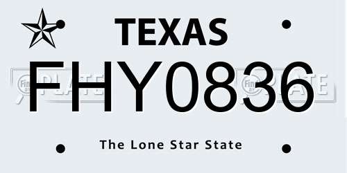 FHY0836 Texas License Plate