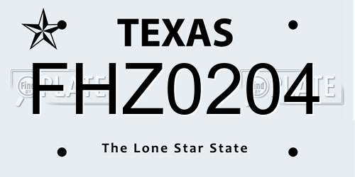 FHZ0204 Texas License Plate