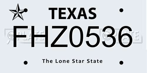 FHZ0536 Texas License Plate