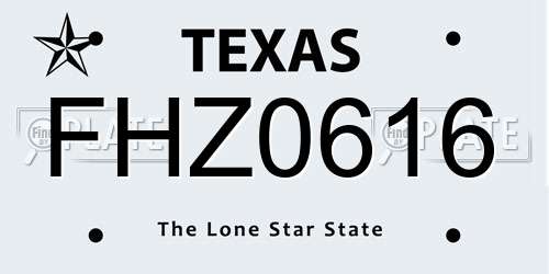 FHZ0616 Texas License Plate