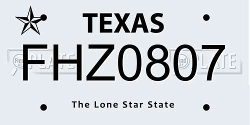 FHZ0807 Texas License Plate