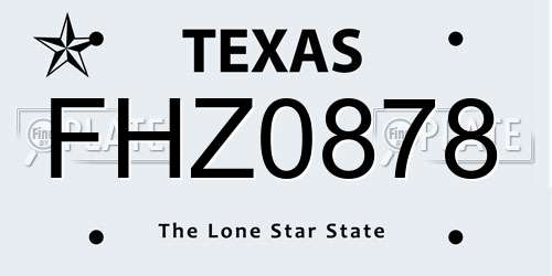 FHZ0878 Texas License Plate