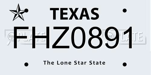 FHZ0891 Texas License Plate