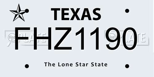 FHZ1190 Texas License Plate