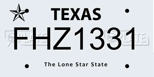 FHZ1331 Texas License Plate