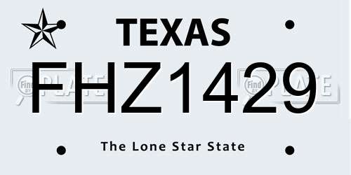 FHZ1429 Texas License Plate