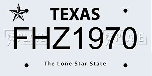 FHZ1970 Texas License Plate
