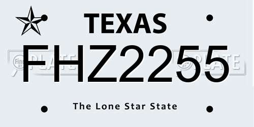 FHZ2255 Texas License Plate