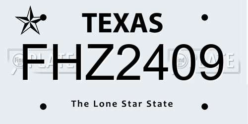 FHZ2409 Texas License Plate
