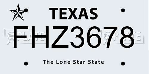 FHZ3678 Texas License Plate