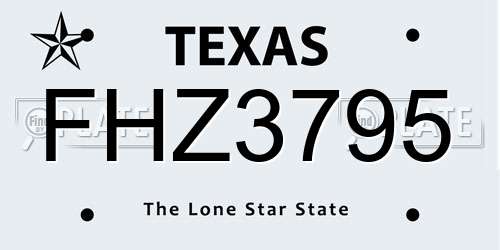 FHZ3795 Texas License Plate
