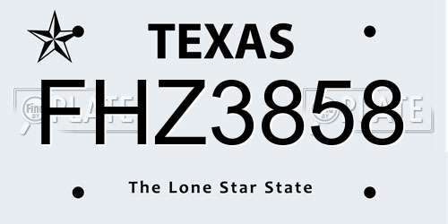 FHZ3858 Texas License Plate