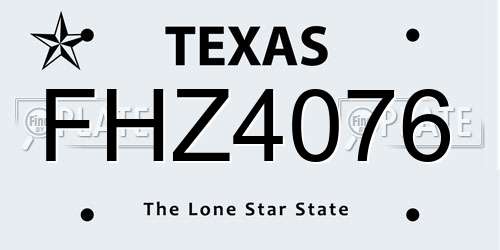 FHZ4076 Texas License Plate