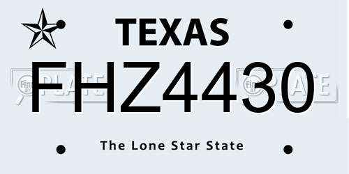 FHZ4430 Texas License Plate