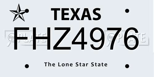 FHZ4976 Texas License Plate