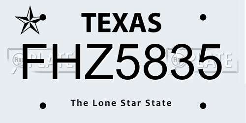 FHZ5835 Texas License Plate