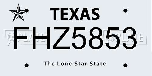 FHZ5853 Texas License Plate