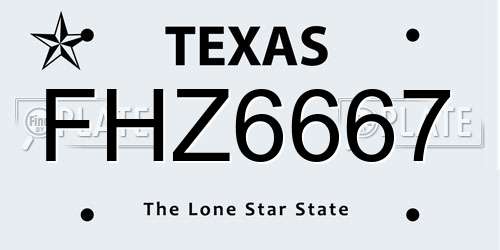 FHZ6667 Texas License Plate