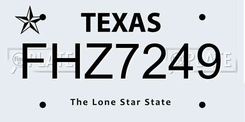 FHZ7249 Texas License Plate