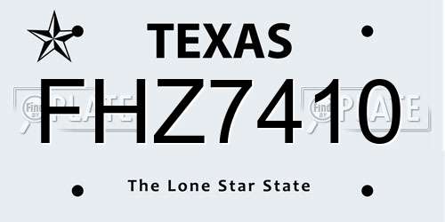 FHZ7410 Texas License Plate
