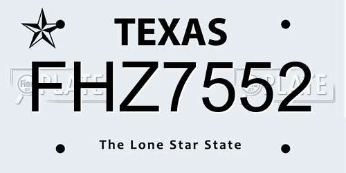 FHZ7552 Texas License Plate
