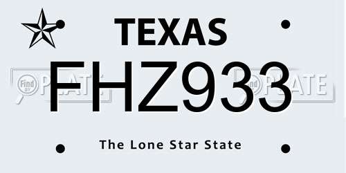 FHZ933 Texas License Plate