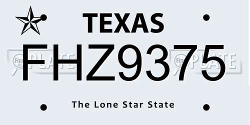 FHZ9375 Texas License Plate