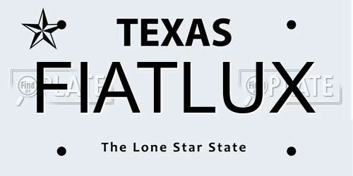 FIATLUX Texas License Plate