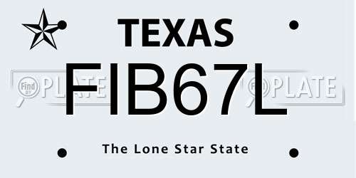 FIB67L Texas License Plate