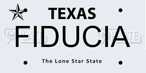 FIDUCIA Texas License Plate